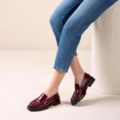 Unisa Burgundy Fijo Crinkled Patent Leather Penny Loafers image