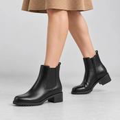 Jana Black Leather Wide Fit Chelsea Ankle Boots image