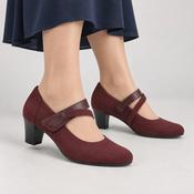 Jana Bordeaux Wide Fit Mary Jane Block Heel Shoes