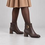 Jana Chocolate Brown Wide Fit Buckle Ankle Boots