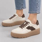 Jana Softline Beige Mocha Wide Fit Platform Trainers