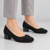 Jana Softline Black Wide Fit Block Heel Court Shoes image