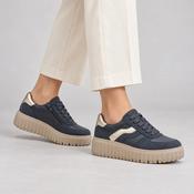 Jana Softline Navy Gold Wide Fit Platform Trainers