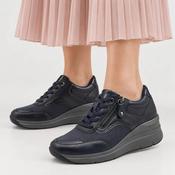 Jana Softline Navy Wide Fit Wedge Trainers