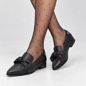 Loretta Vitale Black Leather Bow Loafer
