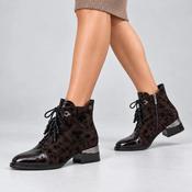 Loretta Vitale Brown Printed Leather Ankle Boots image
