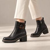 Marco Tozzi Black Buckle Block Heel Ankle Boots image