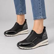 Marco Tozzi Black Leopard-Detail Wedge Trainers image