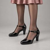 Marco Tozzi Black Patent T-Bar Court Shoes image