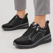 Marco Tozzi Black Zip Wedge Trainers image
