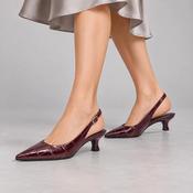 Marco Tozzi Bordeaux Croc-Effect Kitten Heel Slingbacks image