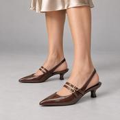 Marco Tozzi Brown Patent Kitten Heel Slingbacks image