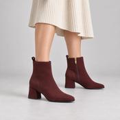 Marco Tozzi Burgundy Suede-Effect Block Heel Ankle Boots image
