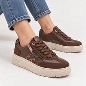 Marco Tozzi Chocolate Leopard Platform Trainers