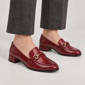 Marco Tozzi Dark Red Patent Block Heel Loafers