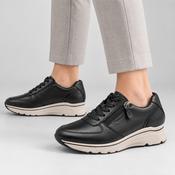 Tamaris Black Leather Wide Fit Trainer