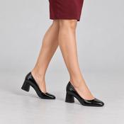 Tamaris Black Patent Block Heel Court Shoes image
