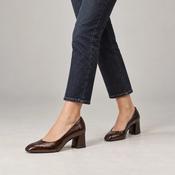 Tamaris Brown Patent Block Heel Court Shoes image
