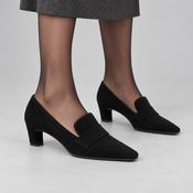 Unisa Kazka Black Suede Leather Square Toe Court Shoes