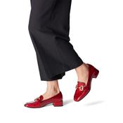 Tamaris Red Patent-Effect Block Heel Loafer