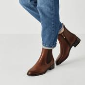 Tamaris Cognac Leather Low-Heel Chelsea Ankle Boots image