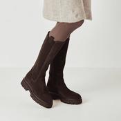 Tamaris Chocolate Brown Suede Chunky Knee-High Boots image