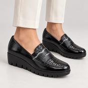 Wonders Black Patent Leather Wedge Loafers image