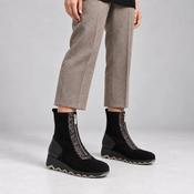Wonders Black Suede Front Zip Wedge Ankle Boots image