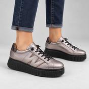 Wonders XFly Pewter &amp; Bronze Leather Platform Trainers image