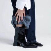 Xti Black Patent-Effect Vegan Block Heel Ankle Boots image