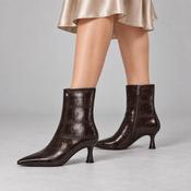 Xti Chocolate Brown Croc-Effect Pointed Ankle Boots image