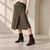 Xti Dark Chocolate Suede-Effect Block Heel Ankle Boots image