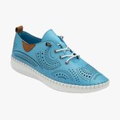 Blue Leather Lace-Up Casual Shoes – Lotus Tassia image