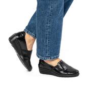 Ara Zürich Black Patent Wide Fit Wedge Loafers image