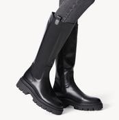 Tamaris Black Leather Chunky Knee-High Boots image