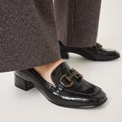 Tamaris Black Patent-Effect Block Heel Loafer