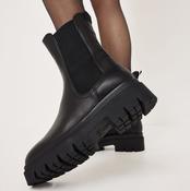 Tamaris Black Leather Chunky Chelsea Boots image