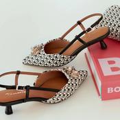 Tamaris Black Patterned Slingback Heel