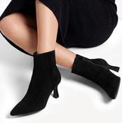 Tamaris Black Leather Pointed Toe Ankle Boots image