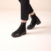 Unisa Jandro Black Stretch &amp; Patent Zip Ankle Boots image
