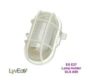 LvyEco ES Oval Bulkhead Fitting White E27 Lampholder IP44