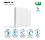 ENER-J  3 Gang Wireless Kinetic Switch ECO RANGE White