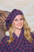 Women's Cotton Flannel Nightcap - Purple Navy Tartan (LV28)