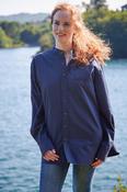 Women's Comfort Cotton Grandfather Shirt -  Navy/White Stripe (FL18) image