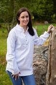 Women's Flannel Grandfather Shirt - Blue Pin Stripe on Ivory (LV3) image