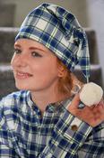 Women's Cotton Flannel Nightcap - Douglas Blue Tartan (LV38)
