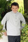 Kid’s Grandad Shirt LV2 Blue/Ivory Stripe image