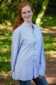 Women's Irish Collarless Linen Grandad Shirt - Navy/White Stripe (LN8) image