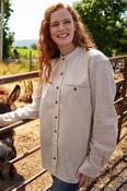 Women's Irish Collarless Linen Grandad Shirt - Natural Beige (LN7) image
