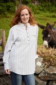 Women's Grandfather Shirt Flannel Black Stripe on Ivory (LV1) image